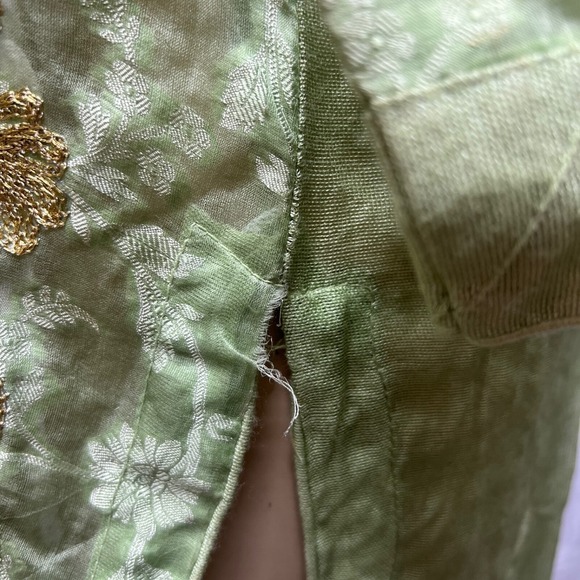 Agha Noor Kurta Tunic Womens S Embroidered Gold Lime Green Gauzy Pakistani - Picture 9 of 14